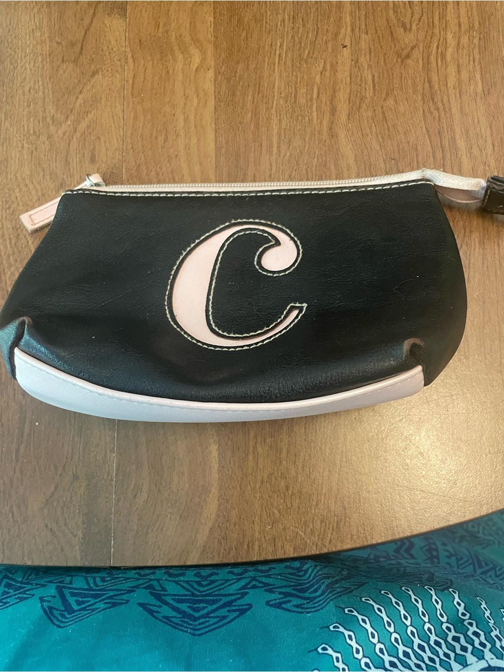 Black and Pink C' Wristlet Cosmetic Bag